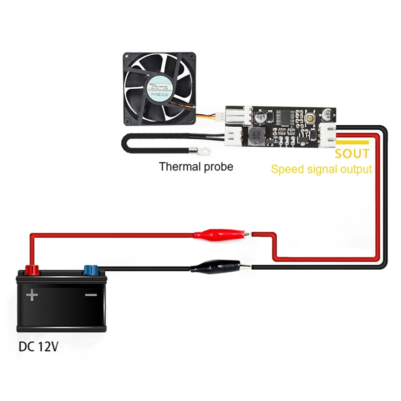 단일 12V DC PWM 선풍기 온도 제어 속도 컨트롤러 섀시 컴퓨터 소음 감소 모듈 쿨러 선풍기 알람, 2-3 와이어