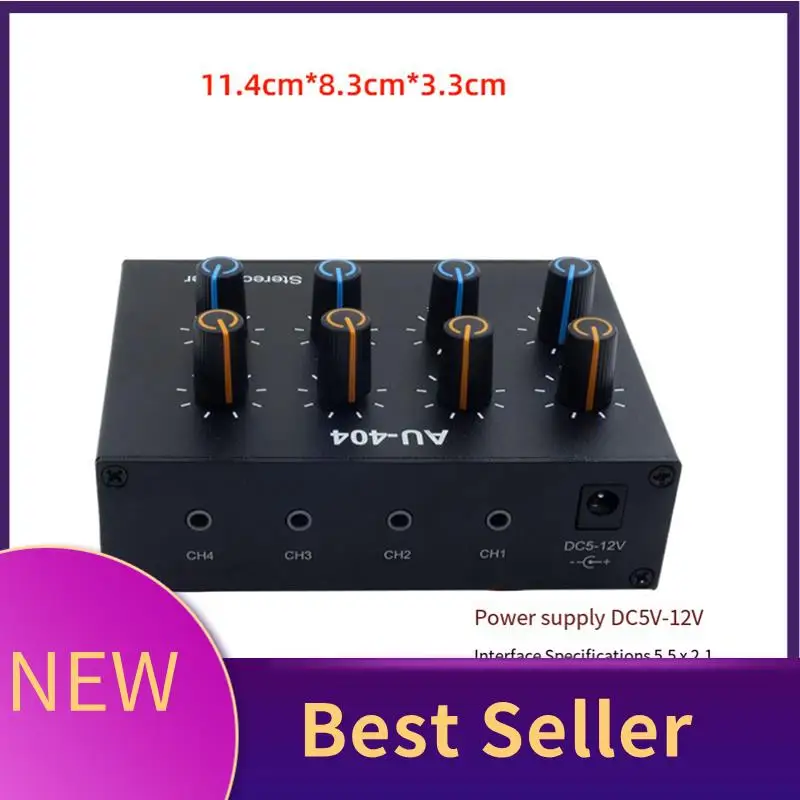 M07K-AU-404 Stereo Sound Four Multi Input Output Mixer Dual Channel Audio Music Mixing Four In Four Out Durable