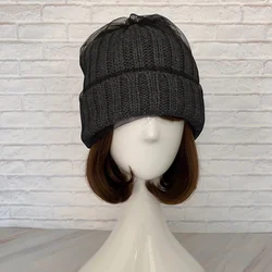 Japanese 55-60cm Winter New Women's Wool Cap Mesh Knitted Hat Trendy Hat