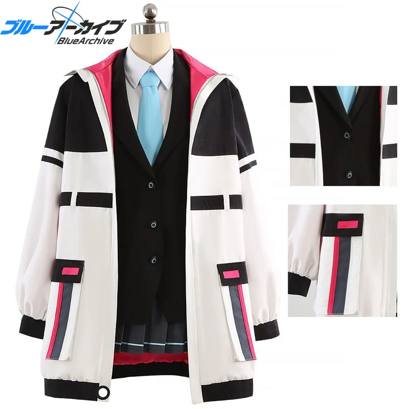 Blue Archive Cosplay Costume Kei Cute Coat Blazer JK Skirt Sailor Uniform Socks Tie Wig Battle Suit Full Set for Game Comic Con view 2