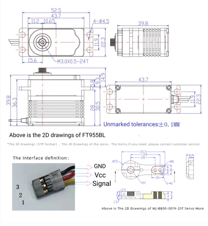 Feetech 46KG 55kg 12V High Precision Steel Gear Full CNC Aluminium Shell Structure Digital Brushless Standard Servo