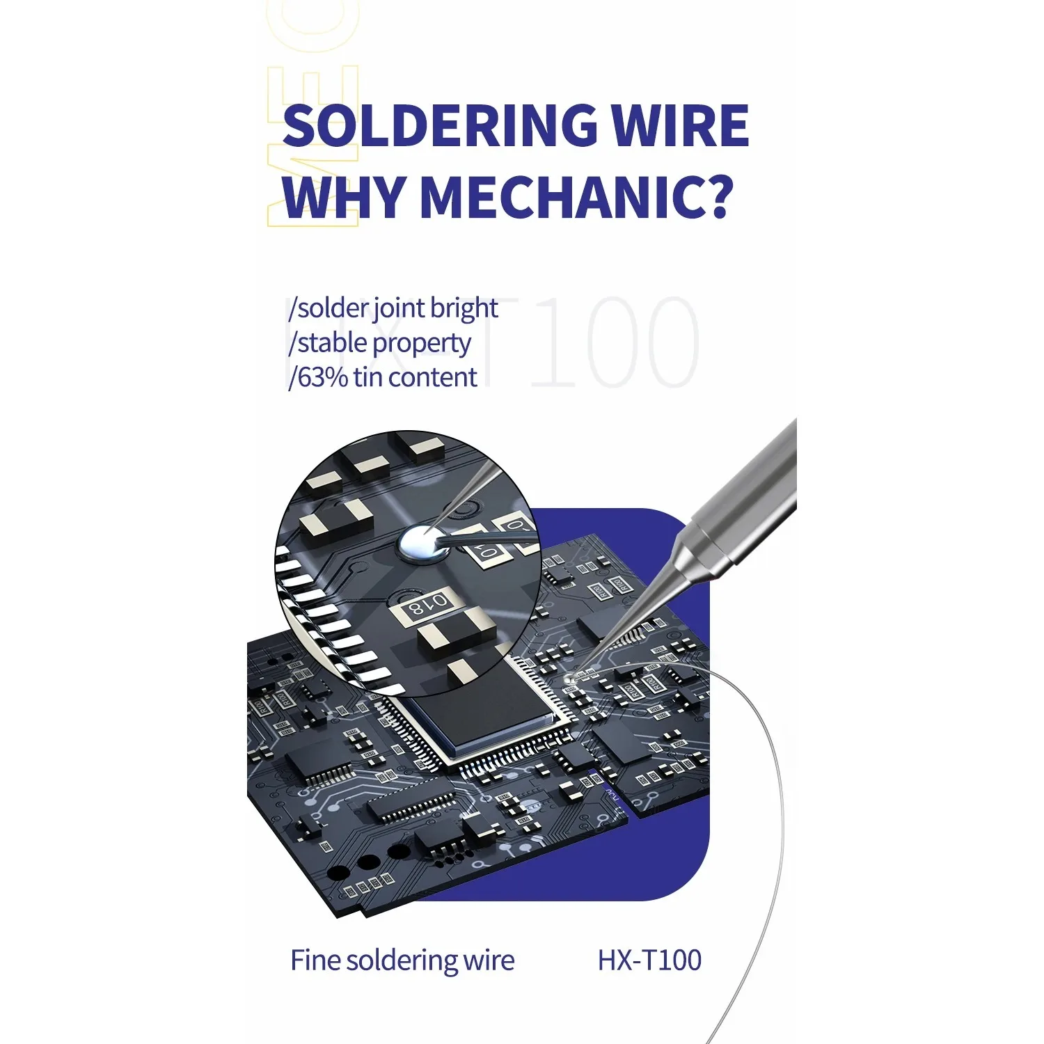 MECHANIC 1PCS HX-T100 100g Soldering Wire Mild Rosin Core 0.3mm 0.4mm 0.5mm 0.6mm 0.8mm 1mm 1.2mm for IPhone Samsung Repair Tool