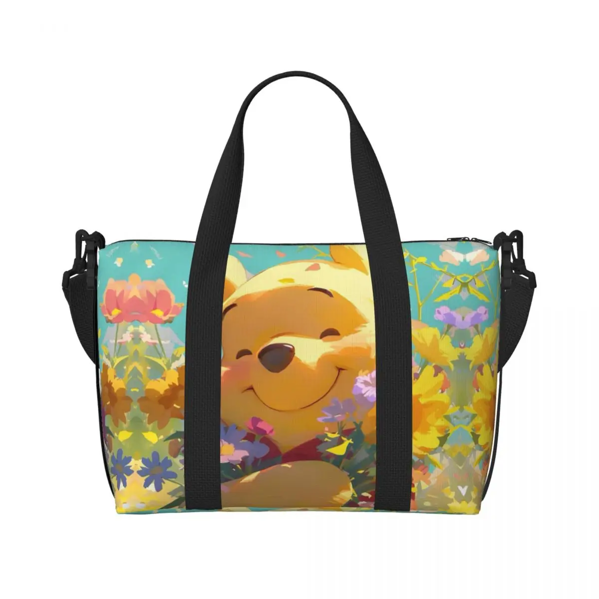 

Custom Adorable Winnie Pooh Tote Bag for Women Big Capacity Kawaii Cartoon Beach Gym Travel Bags
