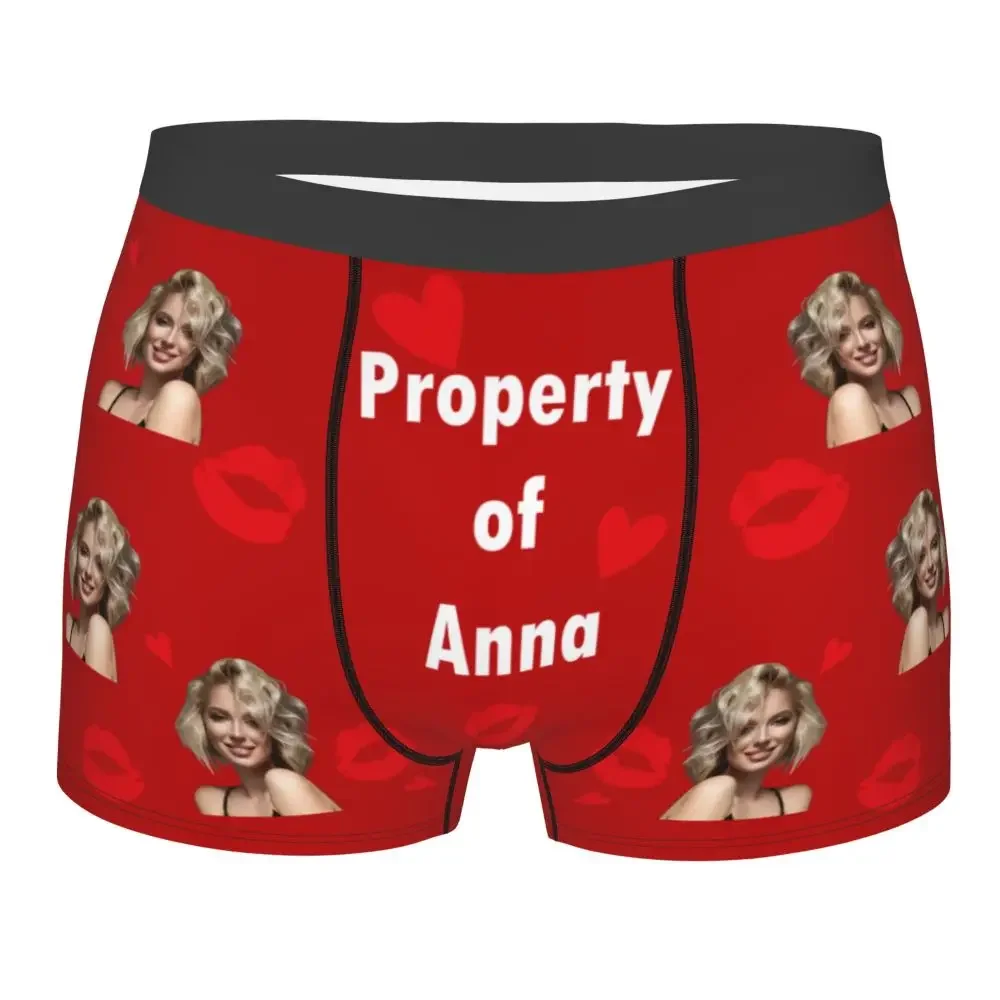 

Men's Custom Personalized Face Photo Boxer Briefs Shorts Panties Breathable Underwear Male Novelty Long Underpants