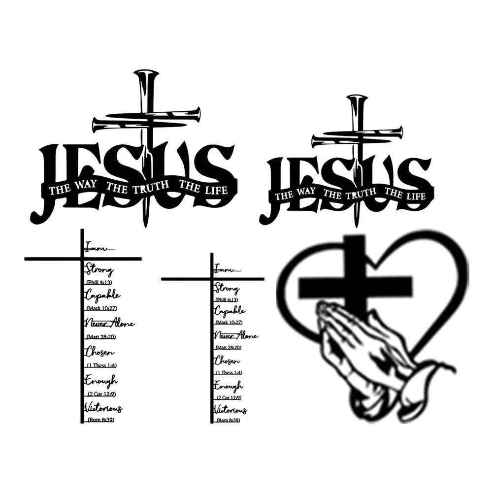 1pc Elegant Metal Christian Wall Art Praying Hands Design Decoration Tools Household Metal Cross Decor Spare Parts