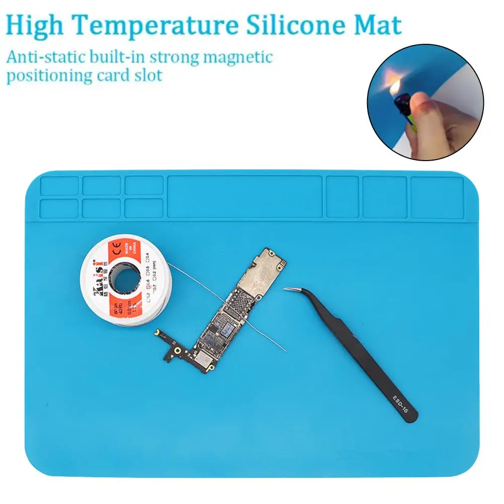 

30×20cm Silicone Repair Pad Soldering Mat Heat Resistant Insulation Work Desk Platform Mat For BGA Soldering Station Wholes H6Y6