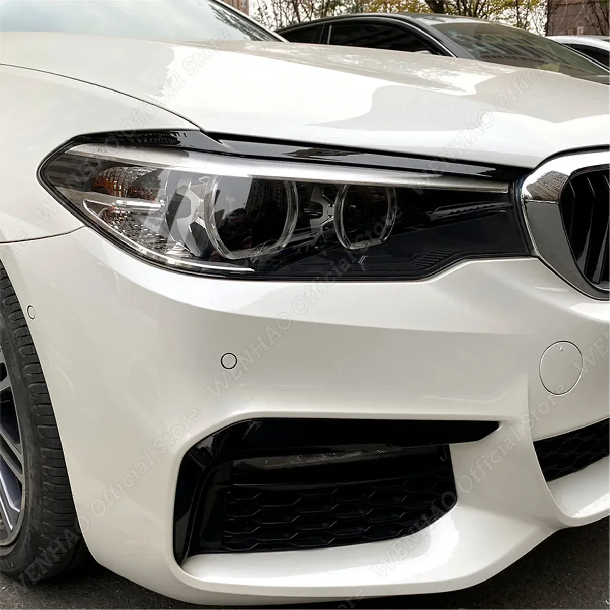 2pcs Gloss Black Headlight Eyelids Eyebrows for BMW 5 Series G30 G31 G38 F90 M5 525I 530I 540I 2017-2021 ABS Plastic Accessories