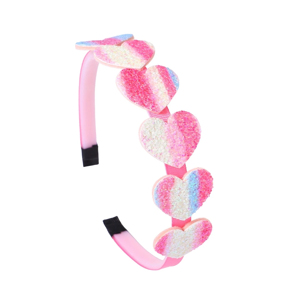 1Piece Rainbow Glitter Heart Hairband Kids Shiny Star Headband Party Gradient Star Hair Hoop For Girls Headwear Hair Accessories