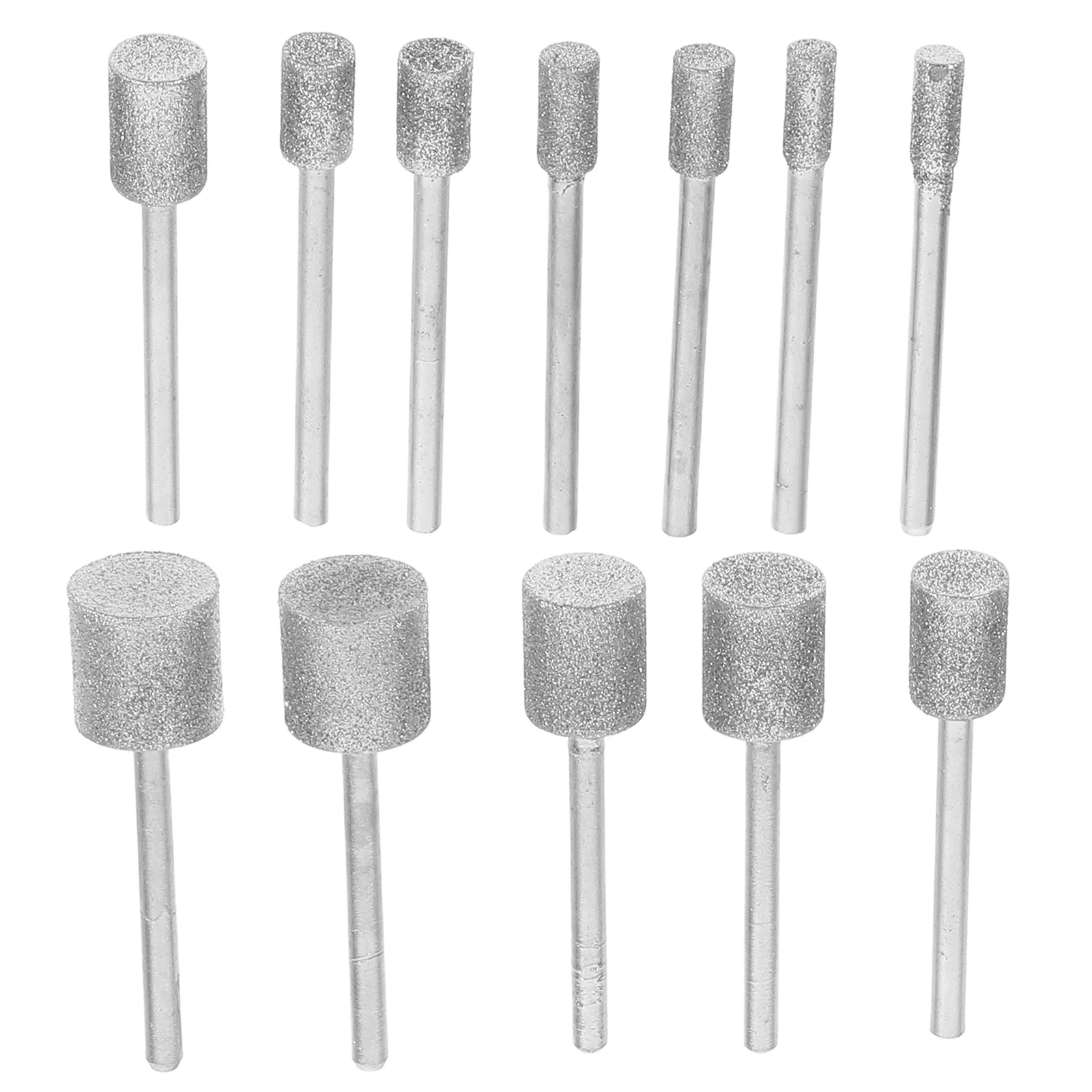 

12 pcs Diamond Grinding Heads 4/5/6/8/10/12mm Cylindrical Bits Stone Glass Ceramic Tile Rock Engraving Tool Kit