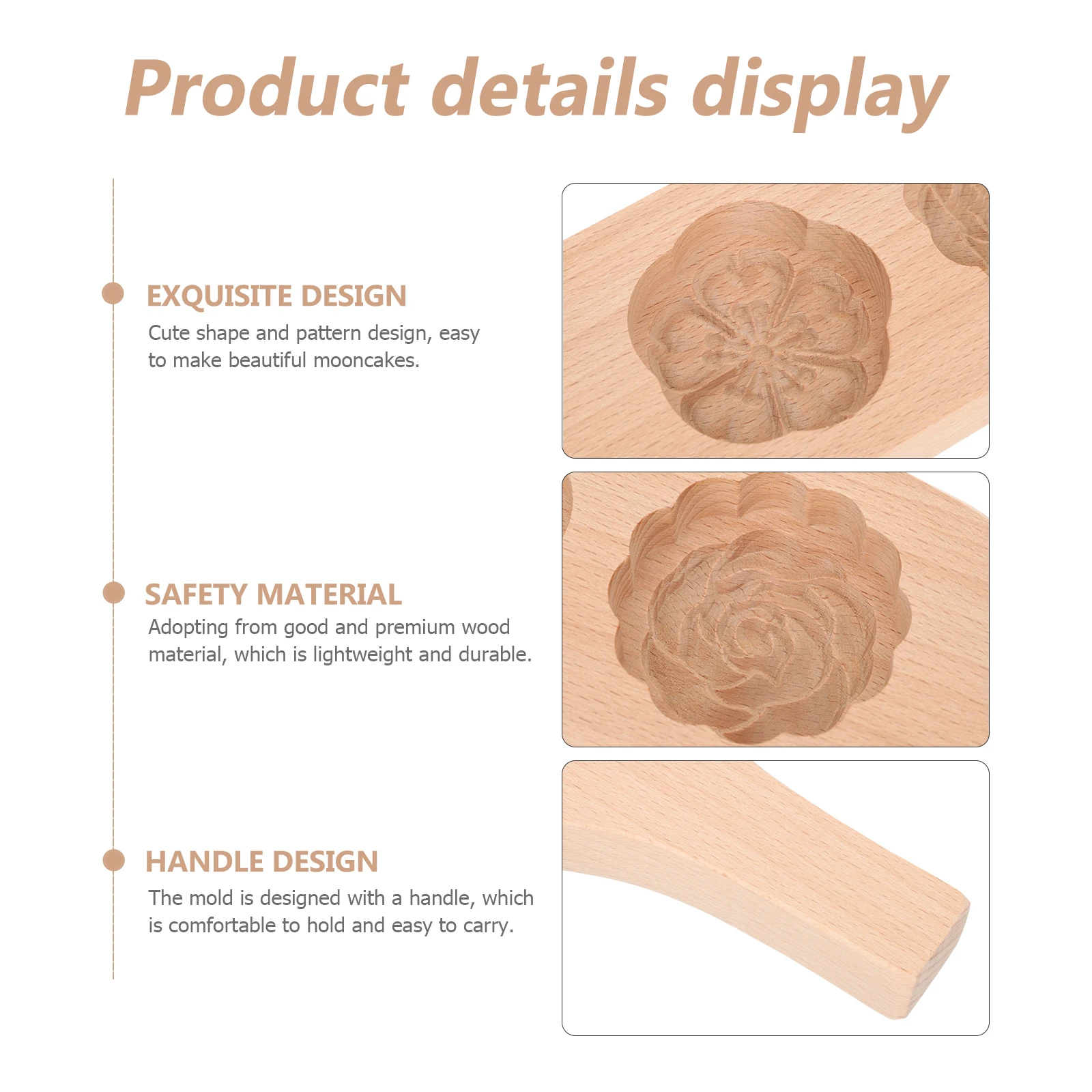 

Wooden Moon Cake Mold for Cakes Cookies Chocolate Muffins Lightweight Wax Melt Molds Pineapple Cake Maker Presser