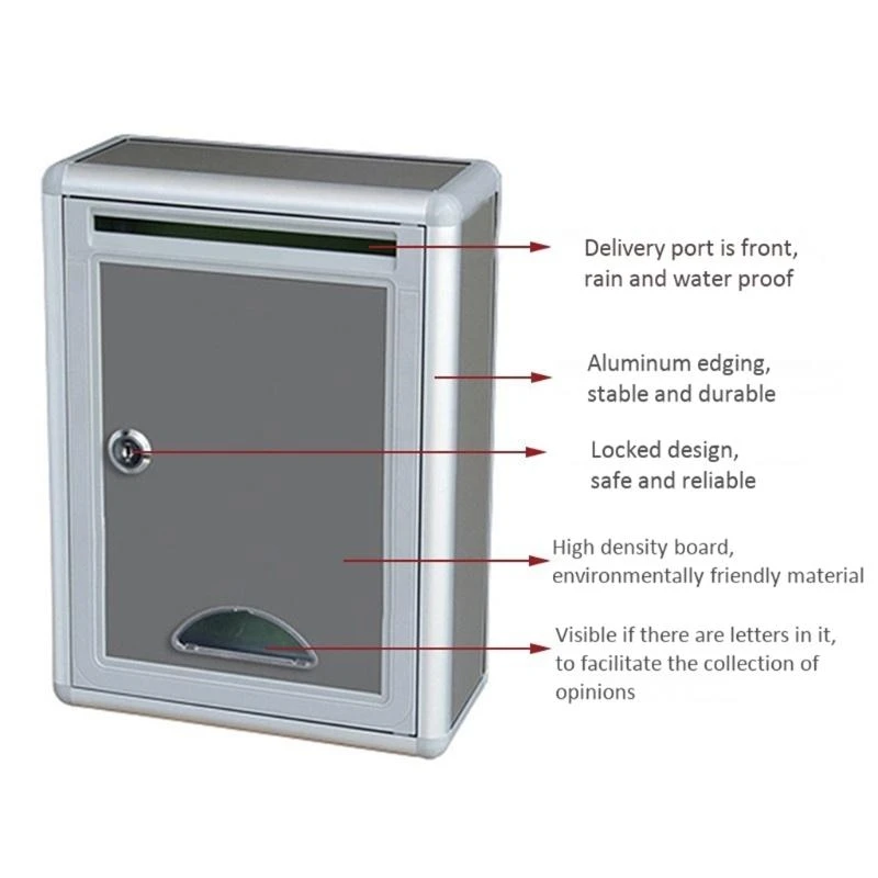 Vintage Aluminum Alloy Lockable Secure Mail Letter Post Box Mailbox Post Box for Home Garden Ornament Decor