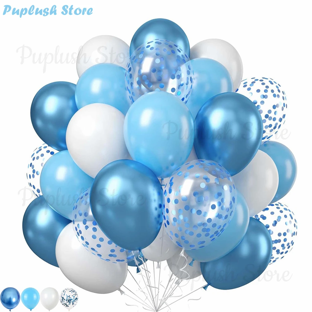 

30Pcs Blue White Latex Balloons 10inch Light Blue Confetti Helium Balloons Kit for Baby Shower Wedding Kids Birthday Party Decor