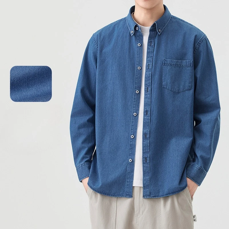 100 Cotton Denim Shirt for Men xxxxl Denim Jackets Casual Streetwear Outerwear Single Breasted Turn Down Collar Denim Jacket Men
