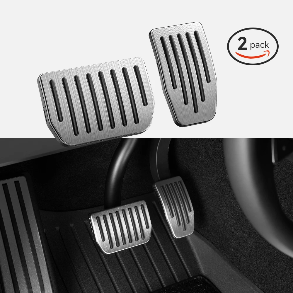 Image of YZ Für Neue Tesla Modell 3Y Highland Juniper 2019-2026 Fuß Pedale Abdeckung Zubehör Snap-fit Auto legierung Gaspedal Bremspedal