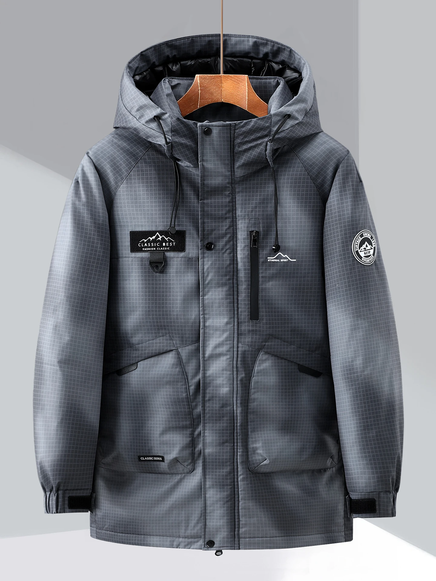 

Extra Large 300 Pou Men's Parka down Jaet Winter Warm Waterproof Elastic Seal Anti-Cold Mid-Length White Du Feather