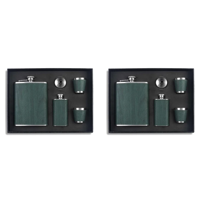 

AC23-2X набор фляг из нержавеющей стали, подарки для мужчин, 260 мл, барная вечеринка, кемпинг, барбекю, портативная карманная фляжка зеленого цвета