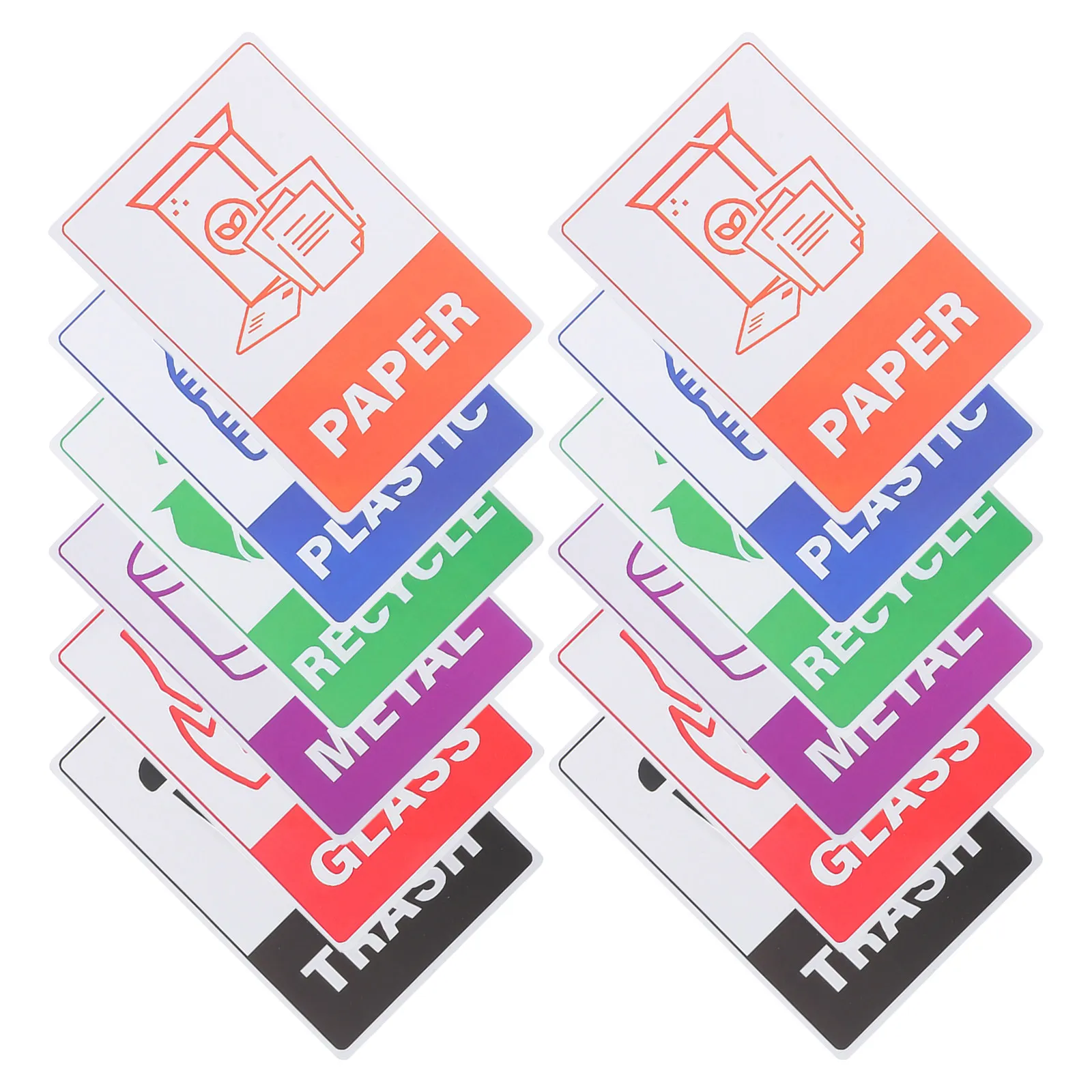 18Sheet Recycling Bin Stickers Self Adhesive Waterproof Waste Signs for Home Kitchen Office Garbage Containers Trash Can Labels