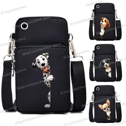 New Mobile Phone Bag Funny Anime Dog Print Shoulder Messenger Bag Women Men Coin Purse Handbag Animal Lover Small Crossbody Bag