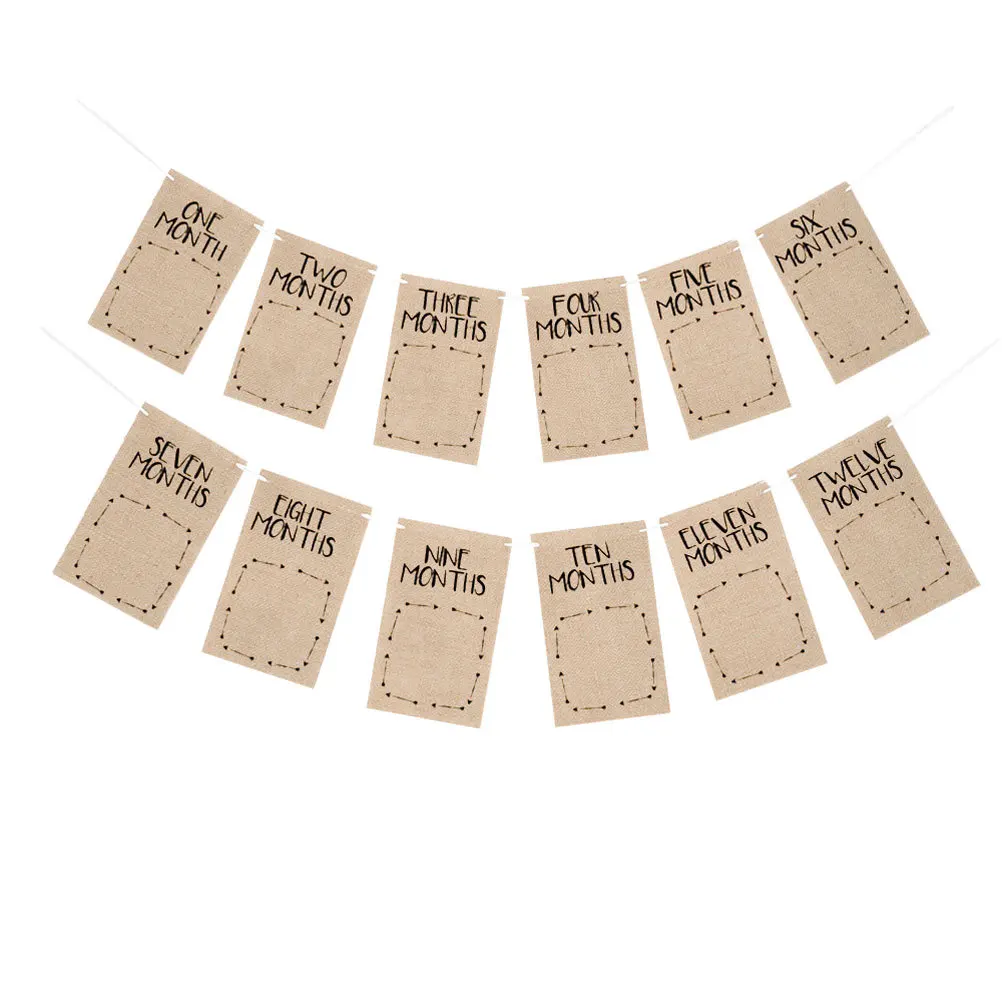 لافتة صور من الكتان لعمر 1 إلى 12 شهرًا، تصميم جداري متين للاستخدام الطويل لتزيين المنزل، جمع الصور