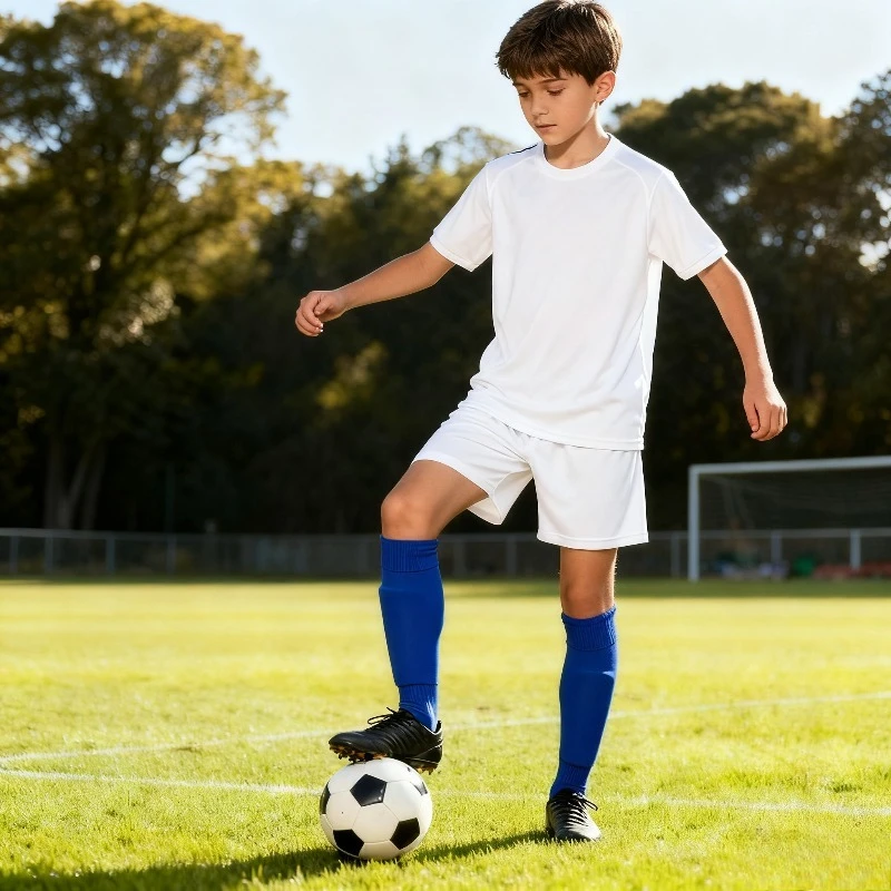 

1 пара футбольных рукавов для защиты голени, дышащая сетка, нейлоновые противоскользящие держатели, спортивные компрессионные чехлы для ног для взрослых и детей