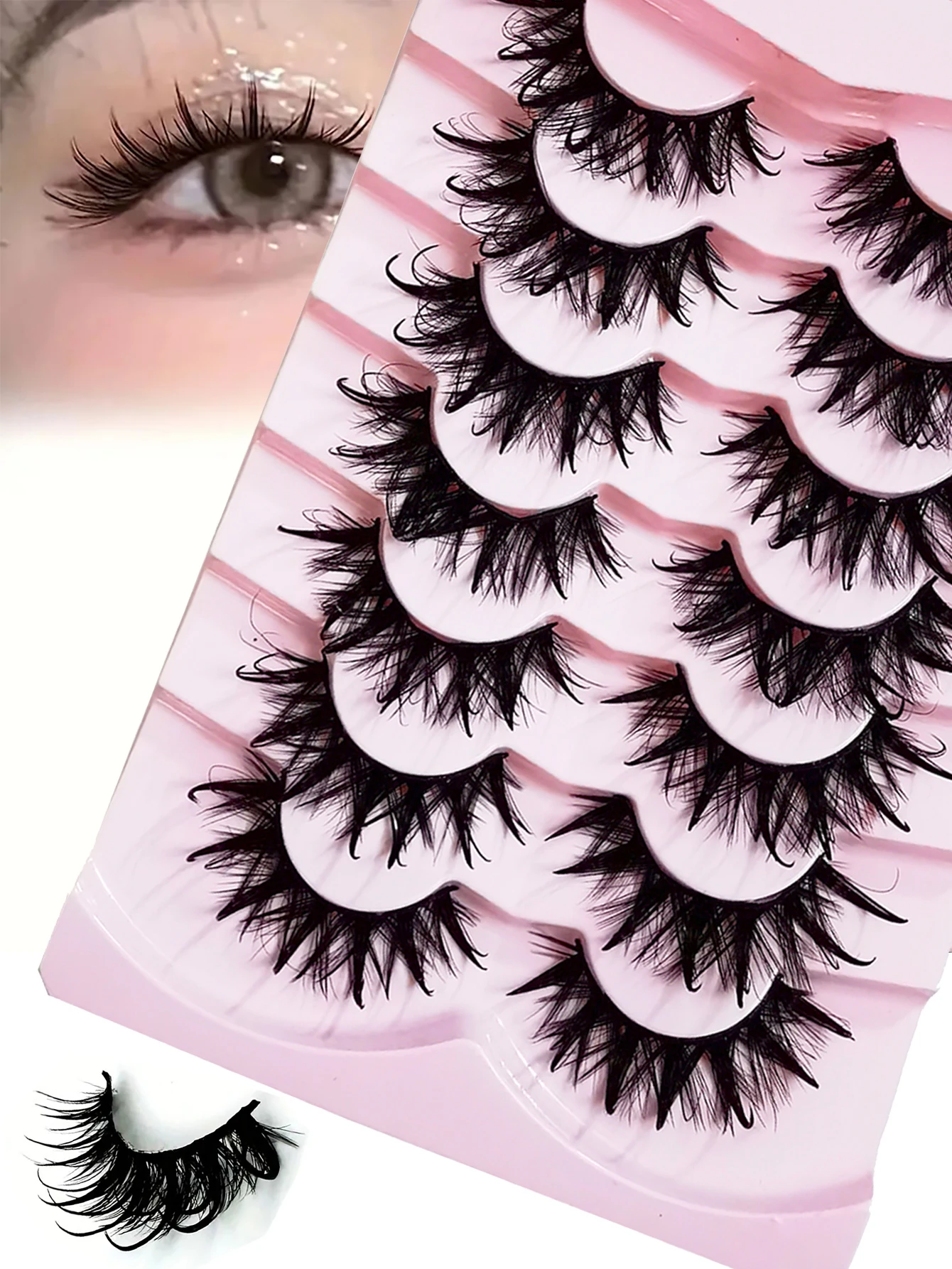 7 أزواج من الرموش الصناعية المرطبة، رموش رقيقة 8D، مكياج ممتد، طراز عصري وسميك، مزهرة وتجعيدها
