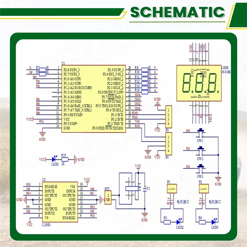 PHILE-Ultrasoniczny Zestaw do Unikania Przeszkód z Pomiarem Odległości Samochodowy Zestaw Elektroniczny DIY Wyświetlacz LED Zestaw Programowania