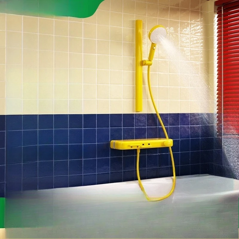 Pebble Dopamine Yellow Bathroom Household Toilet Roof Spray Thermostatic Shower Shower Set