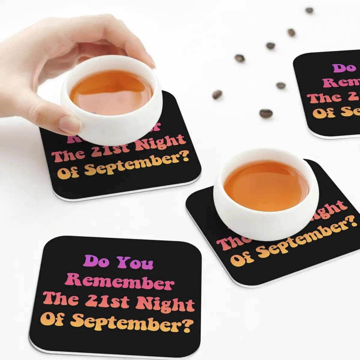 

Подставки « 21-я ночь сентябрь», кожаные салфетки, нескользящие изоляционные кофейные коврики для дома, кухни, обеденные подушечки, набор из 4 шт.