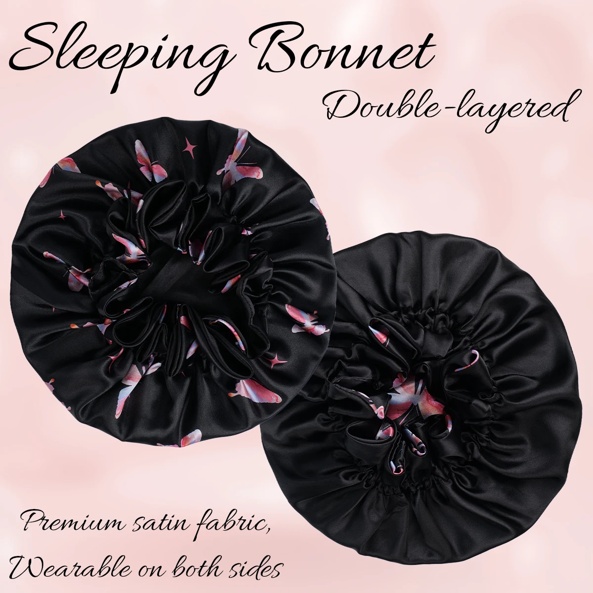 Butterfly Lace Sleep Cap for Women Silky Soft Hair Protection Comfortable All-Season Bath Beauty Routine Gift Idea