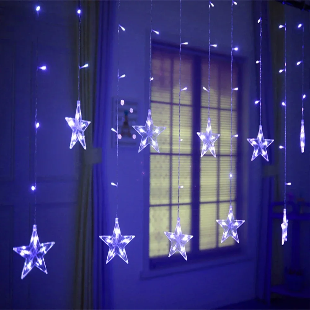 Star String Lights LED Christmas Garland Fairy Curtain light 2.5M Outdoor Indoor For Bedroom Home Party Ramadan Decoration 2023