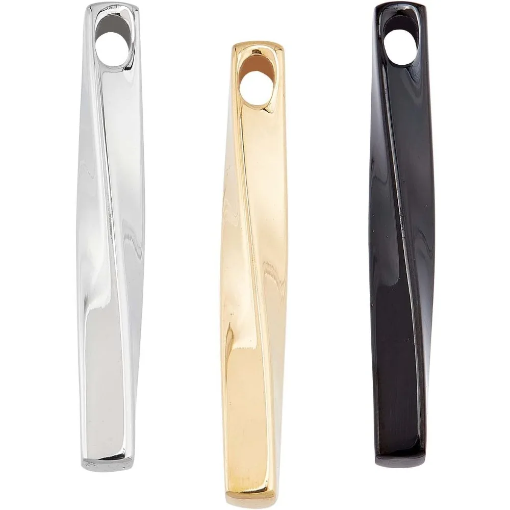 

3Pcs 3Colors Twist Cuboid Pendants 304 Stainless Steel Pendants Vertical Twist Bar Charms Pendants Stereoscopic Pendants Earring