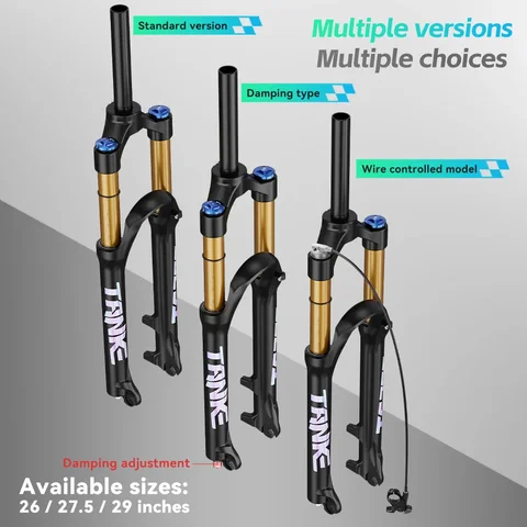TANKE Bike Fork Rebound Adjustable MTB Air Front Suspension 26/27.5/29 Inch 120mm Travel Quick Release Fork Bicycle Accessories