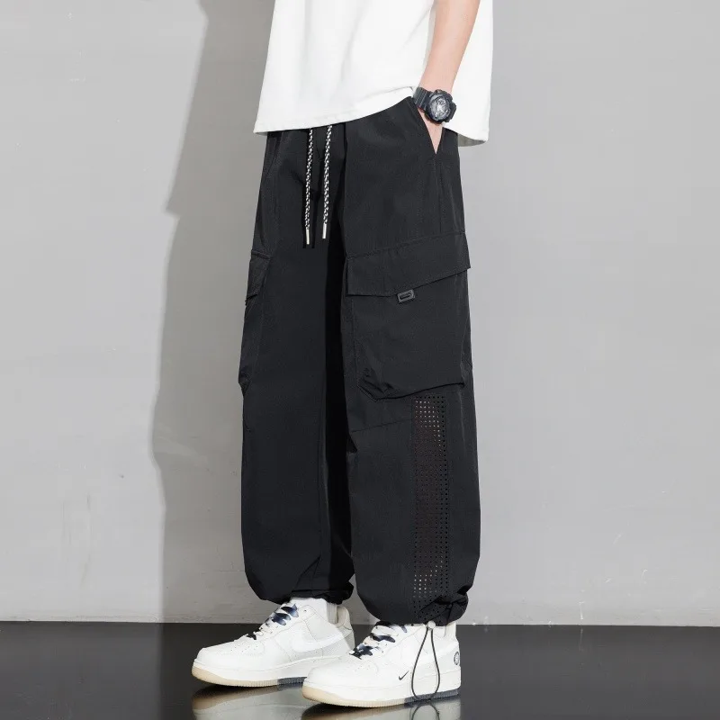 Men's Casual and Cargo Pants Summer Ice Silk Quick Dry Loose Fit Breathable Four Way Stretch Straight Leg Lightweight New