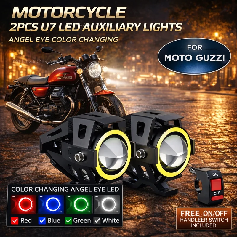 Faro LED impermeable para motocicleta, 3000LMW U7, luz antiniebla LED para motocicleta con interruptor para Moto Guzzi Breva 850 1100