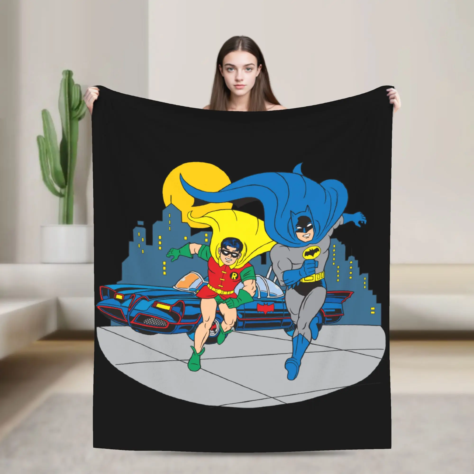 Batmans And Robin Running Blanket Cover Fuzzy Throw Blankets Summer Air Conditioning Portable Lightweight Bedsprea,