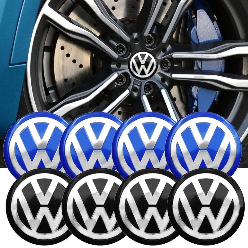 4pcs Car Wheel Center Cover Stickers Hub Cap Auto Decoration Accessories For Volkswagen R Golf 4 Motion GTI Polo Touran Octavia