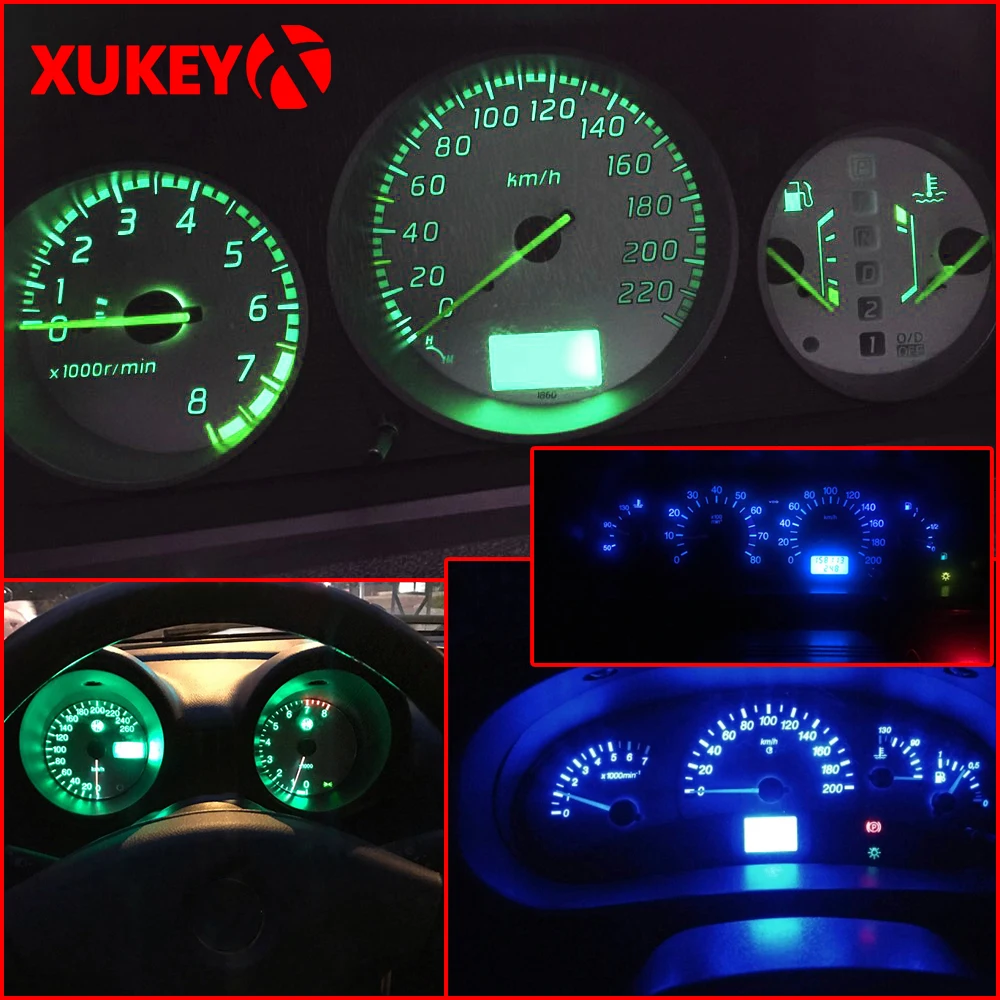 10X T5 286 Car LED Dashboard Instrument Light Bulbs Interior Gauge Panel Dash Board Side Lamp 12V White Blue Green Car-Styling