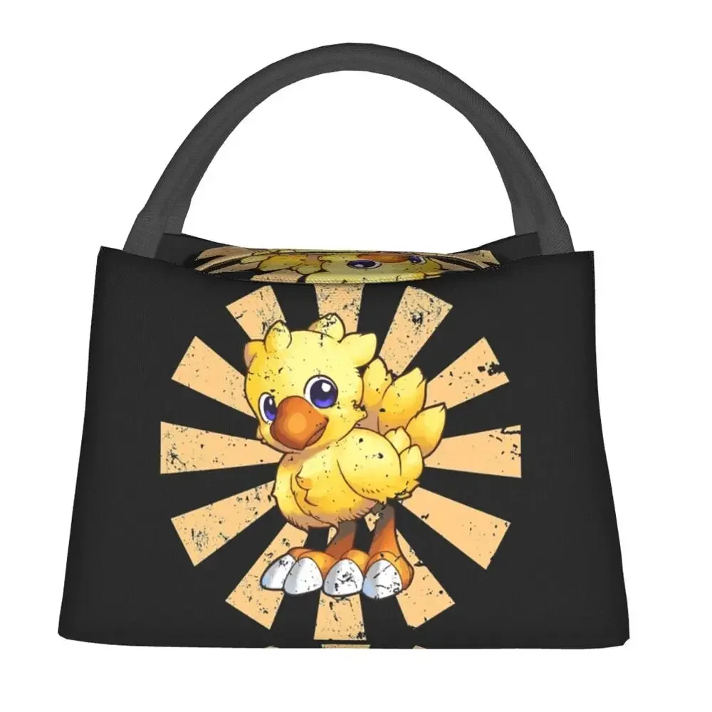 Chocobo Retro Japanese Final Fantasy Thermal Insulated Lunch Bag Women Resuable Lunch Tote for Work Travel Storage Meal Food Box