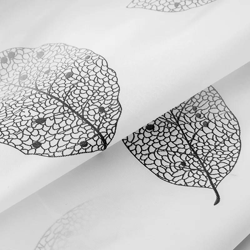 New Black and White Leaf Shower Curtain PEVA Thickened Waterproof Bathroom Partition Curtain No Punching Bathroom Shower Curtain