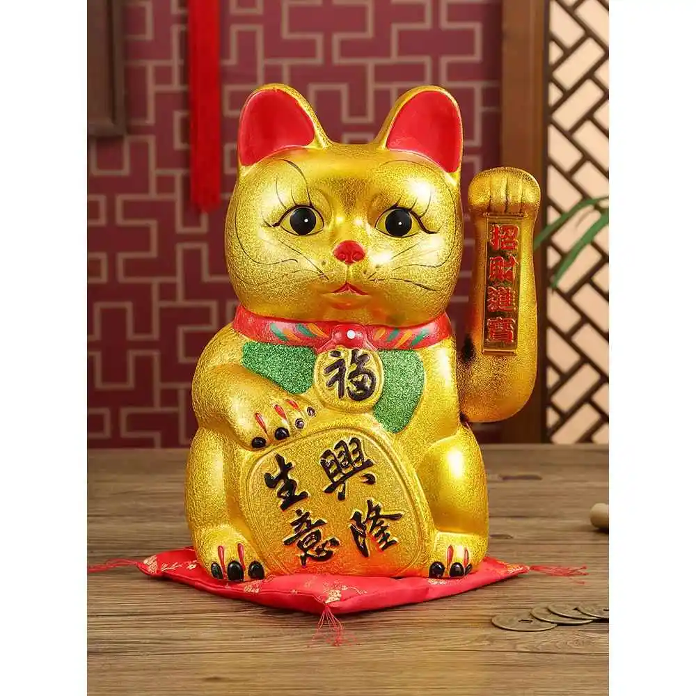 招き猫置物-自動手招き電動式-家庭用-店舗用-レジ用-オフィス装飾-珍味招き猫