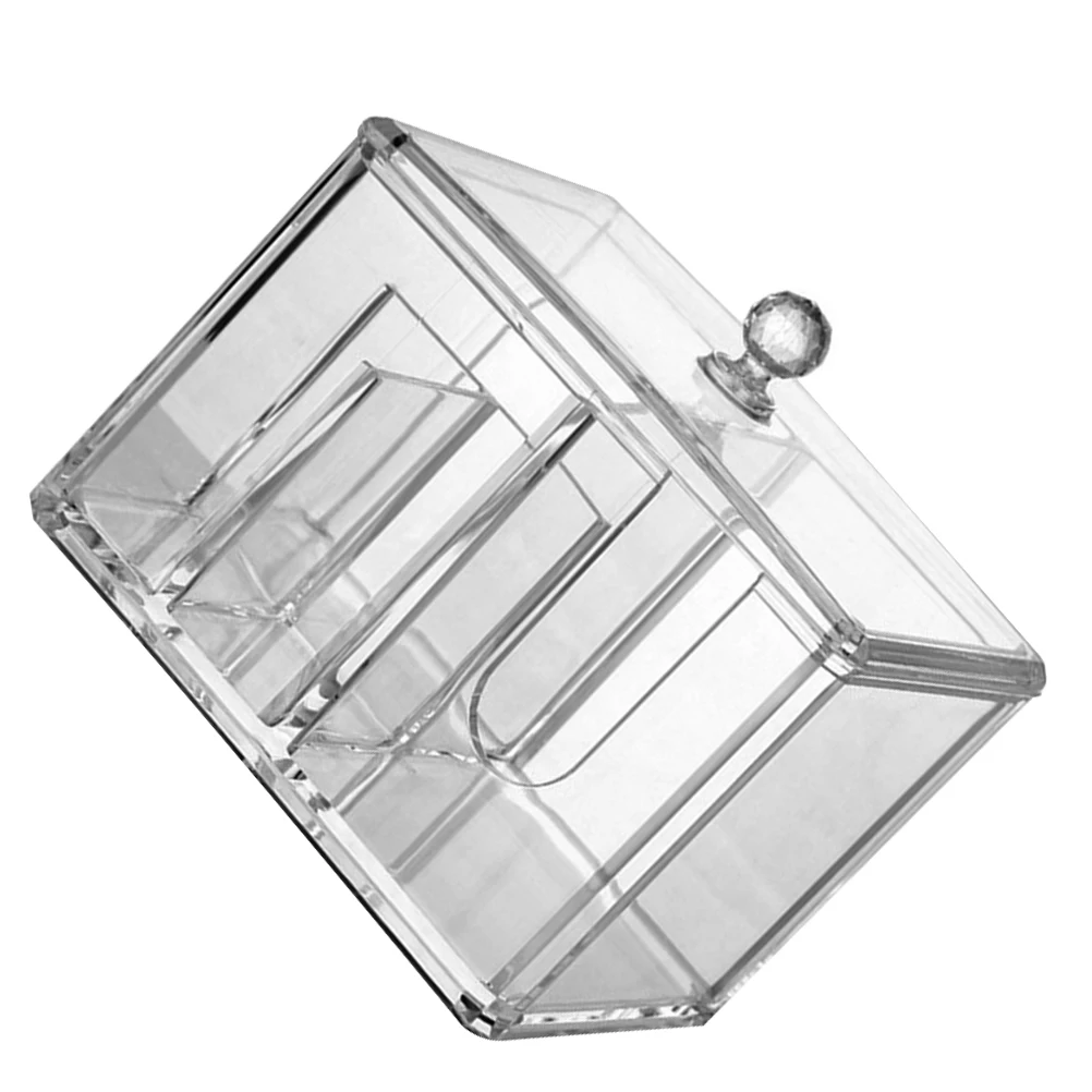 

Acrylic Swab Storage Box Makeup Organizer Container With Lid Accessories Holder Transparent Clear Design For