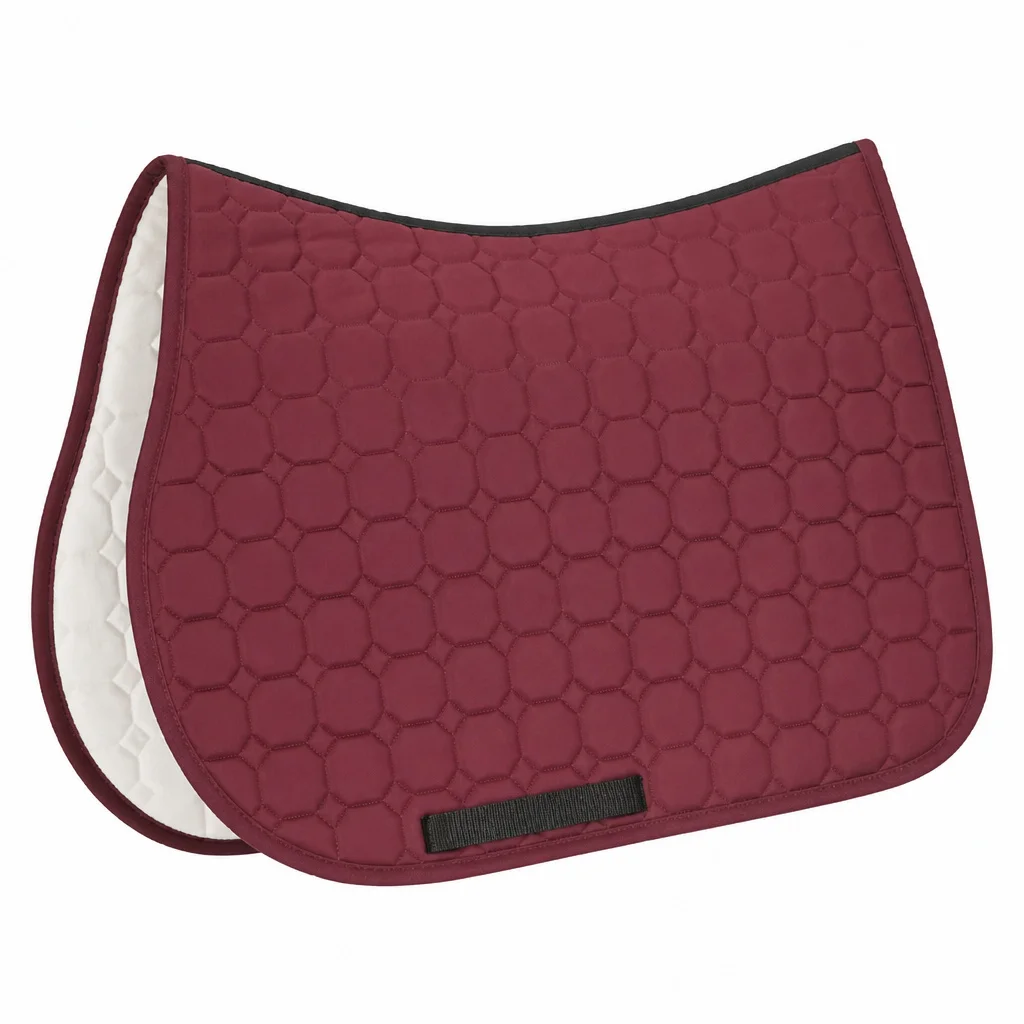 Custom Color Cotton Horse Saddle Pad with Geometric Quilting Girth Loops and Contoured Topline English Dressage Saddlecloth