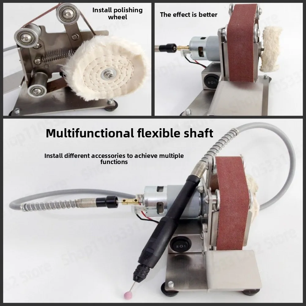 Miniature Mini Belt Grinding Machine DIY Electric Polishing Machine Grinder Angle Sharpening Cutting Machine Desktop Household