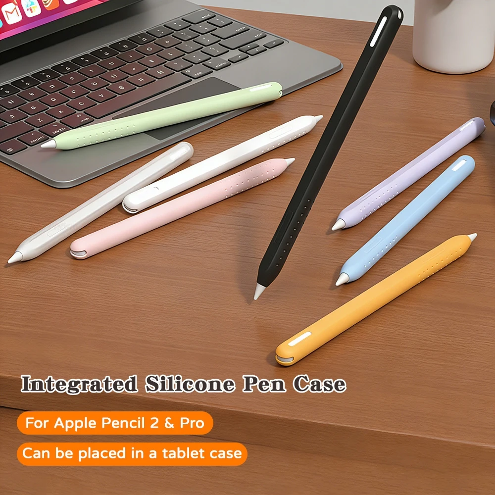Good Quality Cartoon Silicone Pen Case For Apple Pencil 2 Pro Generation Anti-slip Tablet Stylus Case Solid Color Anti-dropCover