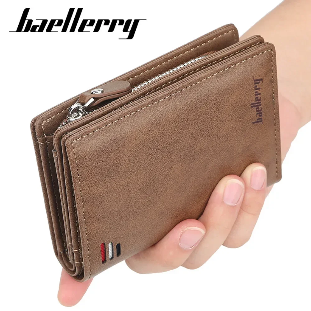 2024 New PU Leather Men Wallets High Quality Zipper Short Desigh Card Holder Male Purse Vintage Coin Holder Men Wallets