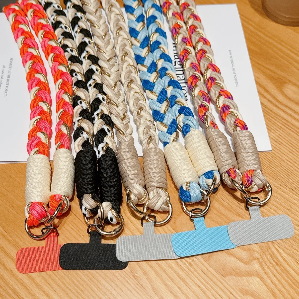 

Fried Dough Twists Braid Messenger Rope Pure Hand Woven Rope Mobile Phone Hanging Rope Strap Clip Solid Long Rope Creativity
