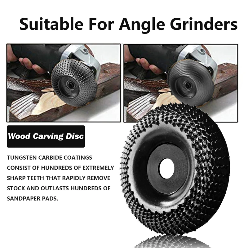 4 Inch Angle Grinder Wood Carving Disc Woodworking Grinding Shaping Wheel Abrasive Rotary Tool for 16/22mm Bore Angle Grinders