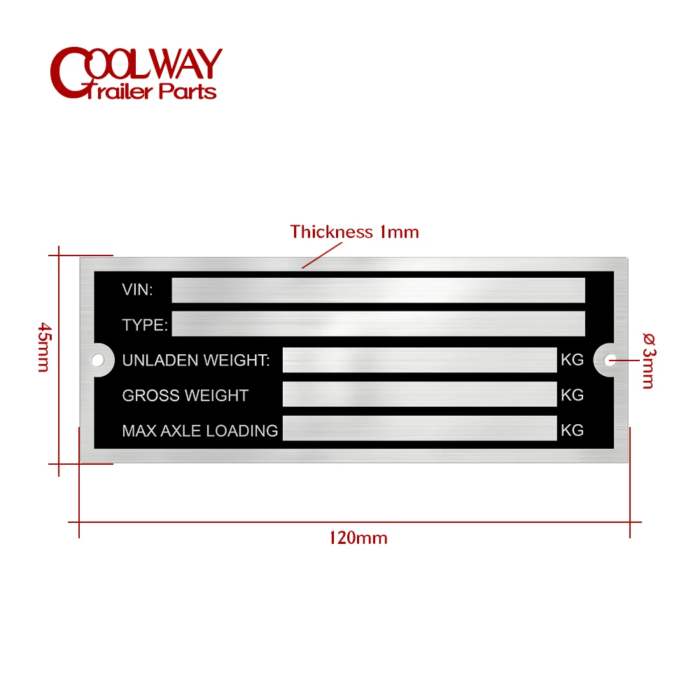 Trailer Blank VIN & Weight Chassis Plate with 4mm Steel Die Metal Number & Letter Stamp Punch Set