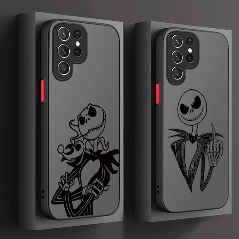 Casing ponsel Matte Nightmare Before Christmas untuk Samsung Galaxy S24 S23 S22 Ultra S21 S20 FE S10 Plus Note 20 10 A15 A25 A35 A55