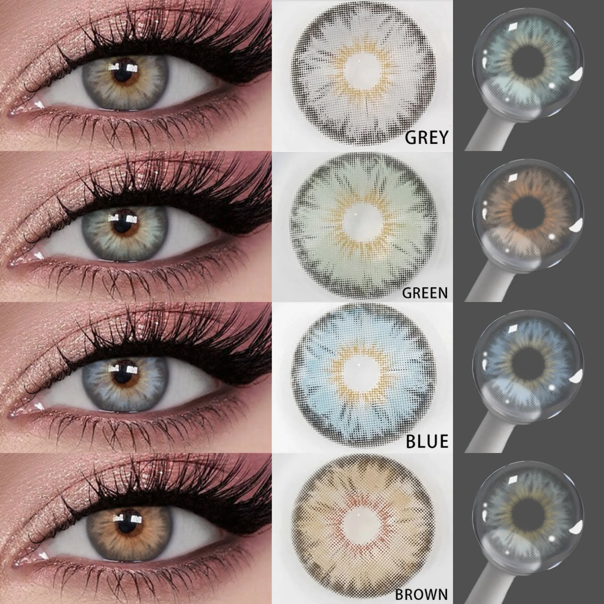 Visuashow Cleopatra Farbige Kontaktlinsen Braun 14,2mm 6 Monate Einweg Grün Natürliche Farbe Augenkontaktlinsen Beauty Make-up Linsen
